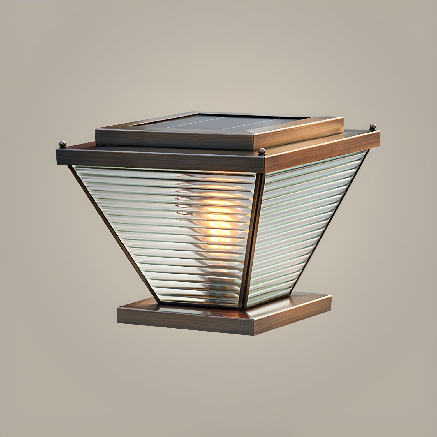 Lampadaires extérieurs à pyramide inversée à rayures solaires en bronze