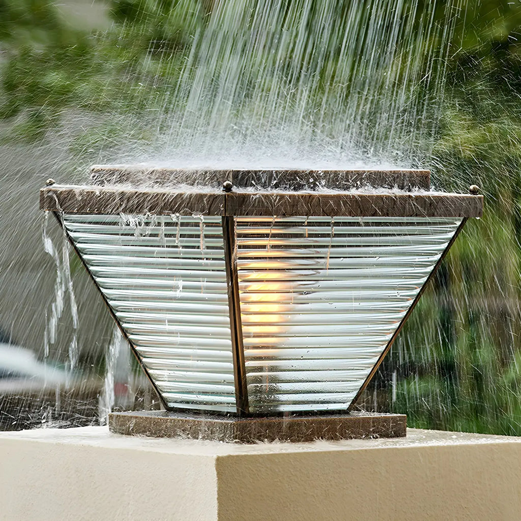 Lampadaires extérieurs à pyramide inversée à rayures solaires en bronze