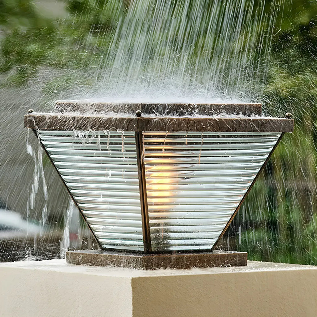 Lampadaires extérieurs à pyramide inversée à rayures solaires en bronze