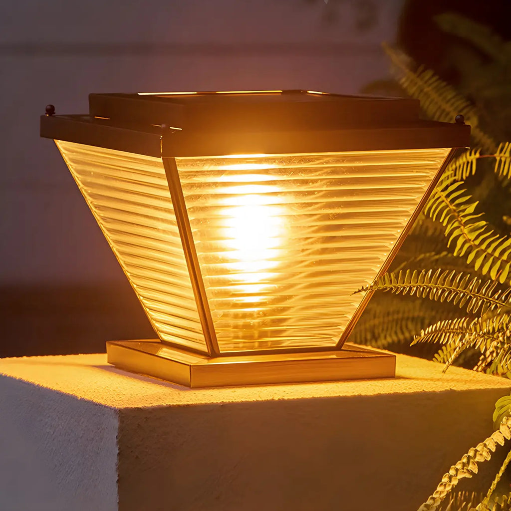 Lampadaires extérieurs à pyramide inversée à rayures solaires en bronze