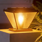 Lampadaires extérieurs à pyramide inversée à rayures solaires en bronze