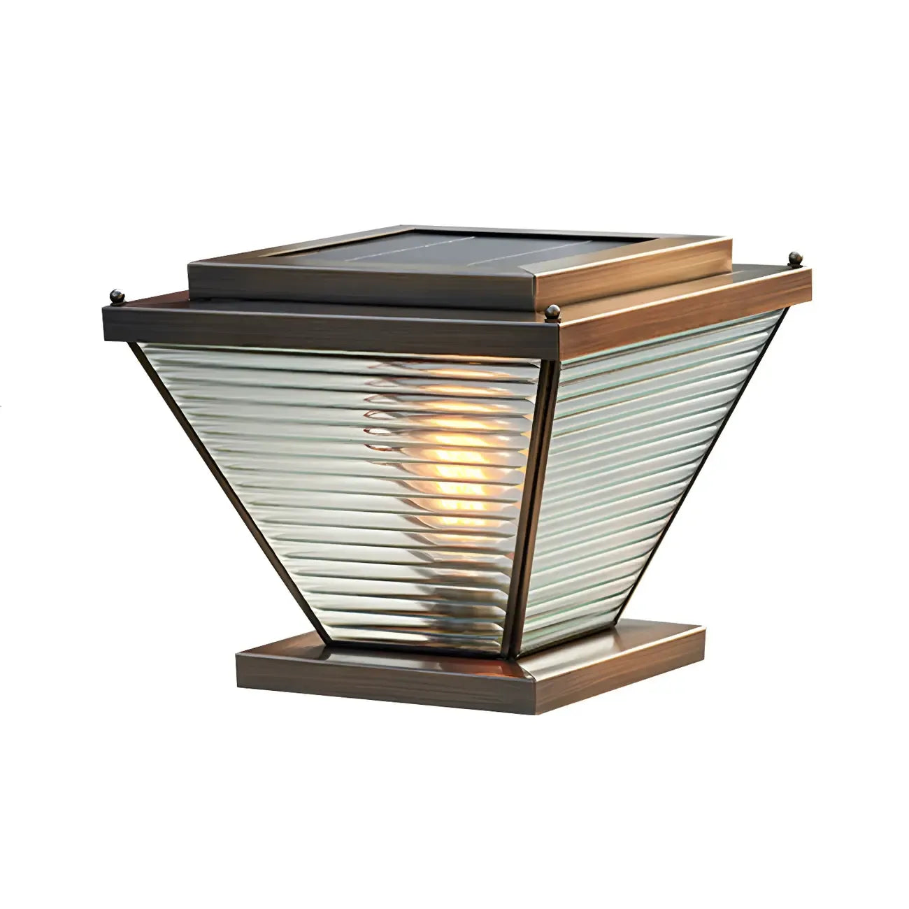 Lampadaires extérieurs à pyramide inversée à rayures solaires en bronze