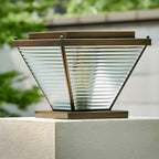 Lampadaires extérieurs à pyramide inversée à rayures solaires en bronze