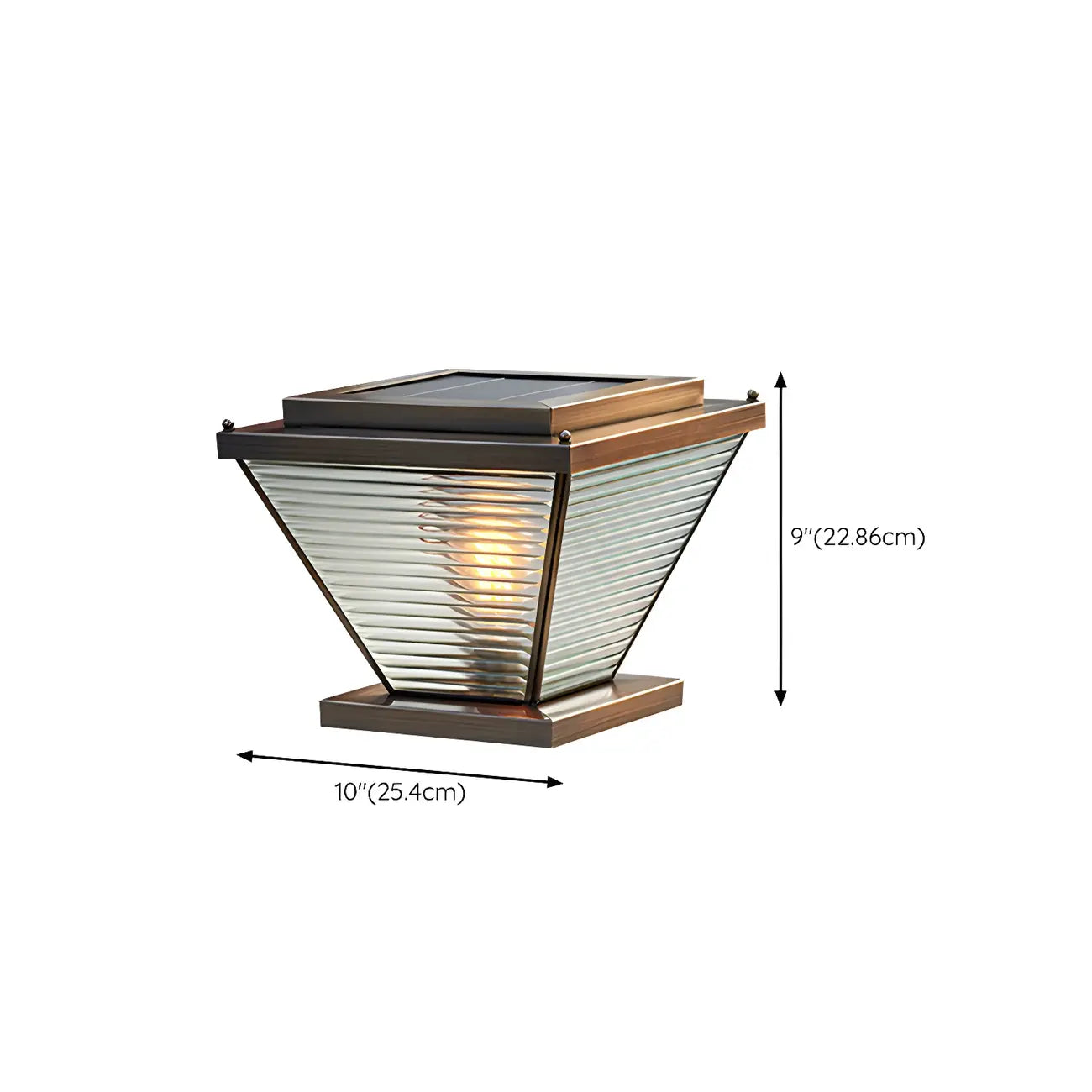 Lampadaires extérieurs à pyramide inversée à rayures solaires en bronze