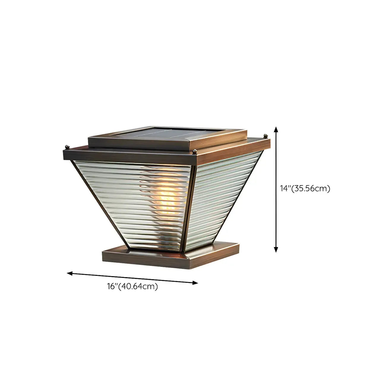 Lampadaires extérieurs à pyramide inversée à rayures solaires en bronze