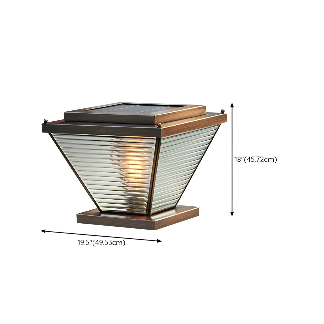Lampadaires extérieurs à pyramide inversée à rayures solaires en bronze