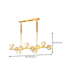 Grande suspension linéaire en métal et cristal doré pour cuisine