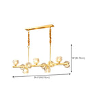 Grande suspension linéaire en métal et cristal doré pour cuisine