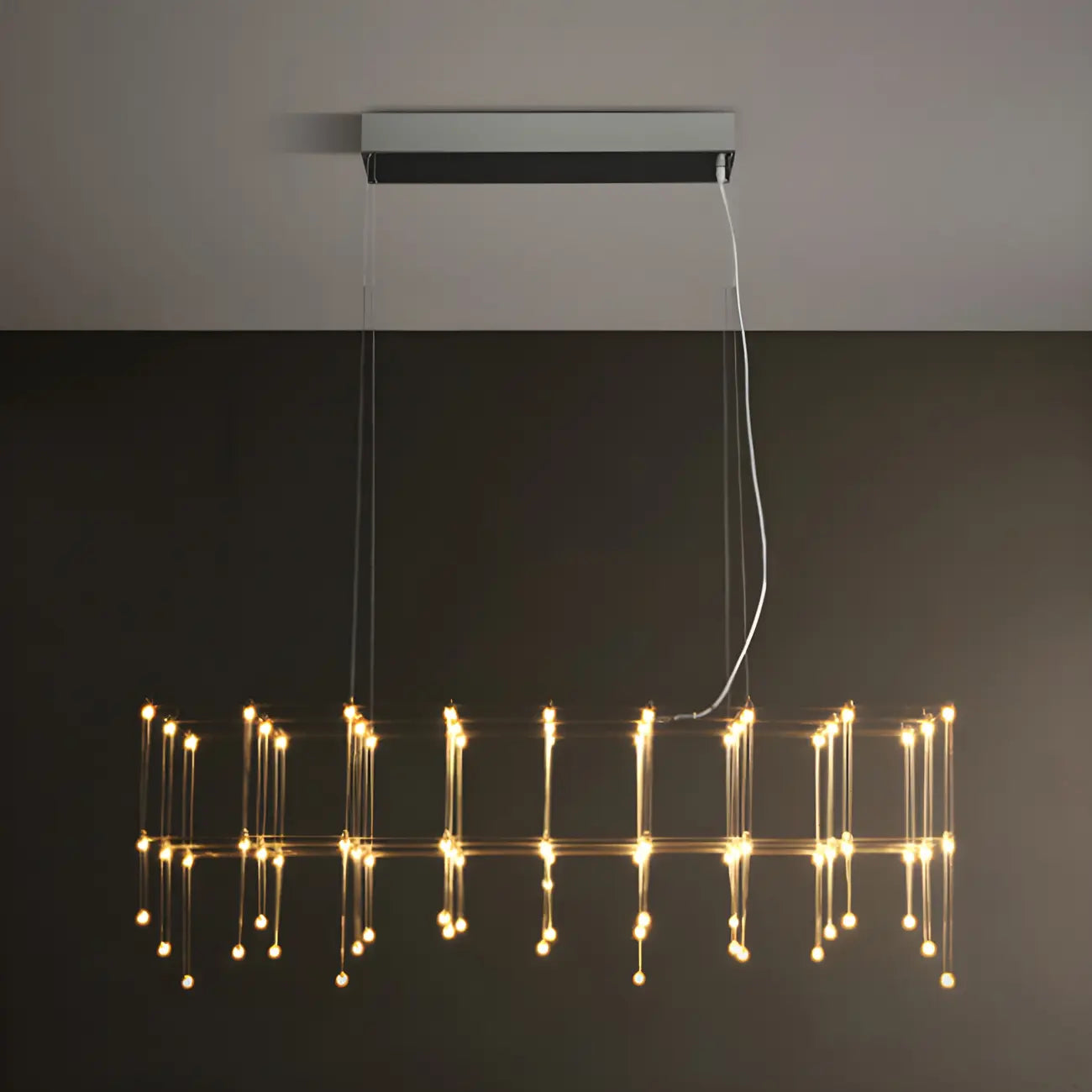 Suspension rectangulaire argentée moderne pour cuisine