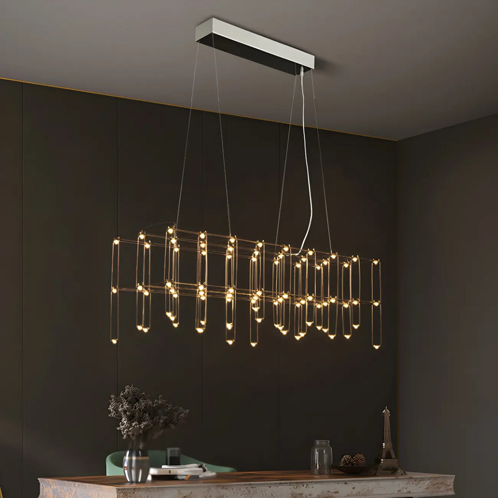 Suspension rectangulaire argentée moderne pour cuisine