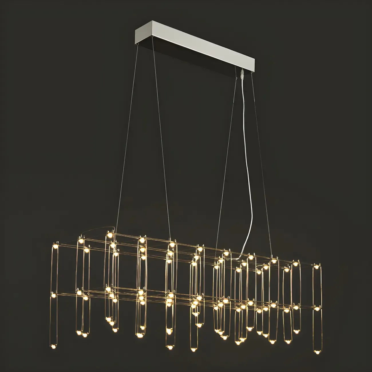 Suspension rectangulaire argentée moderne pour cuisine