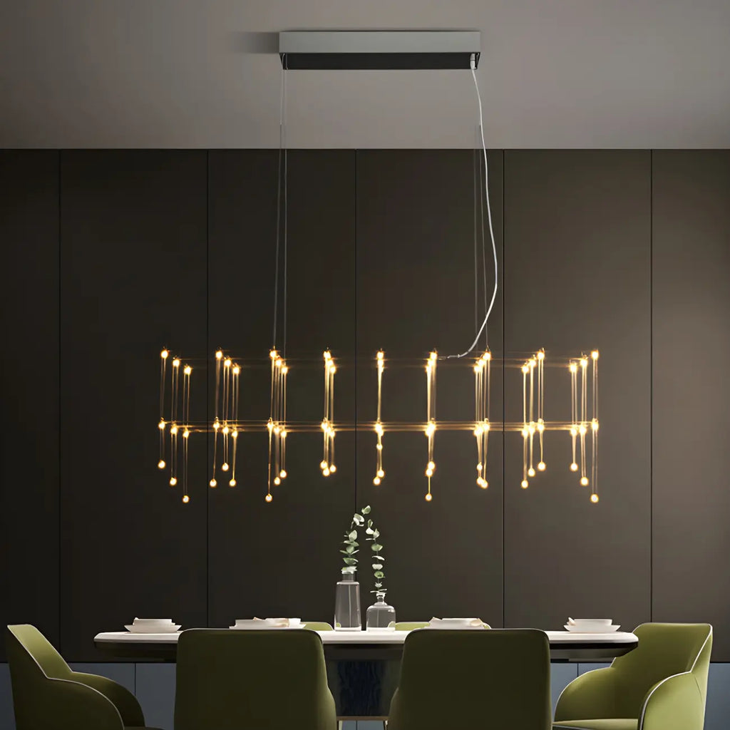 Suspension rectangulaire argentée moderne pour cuisine
