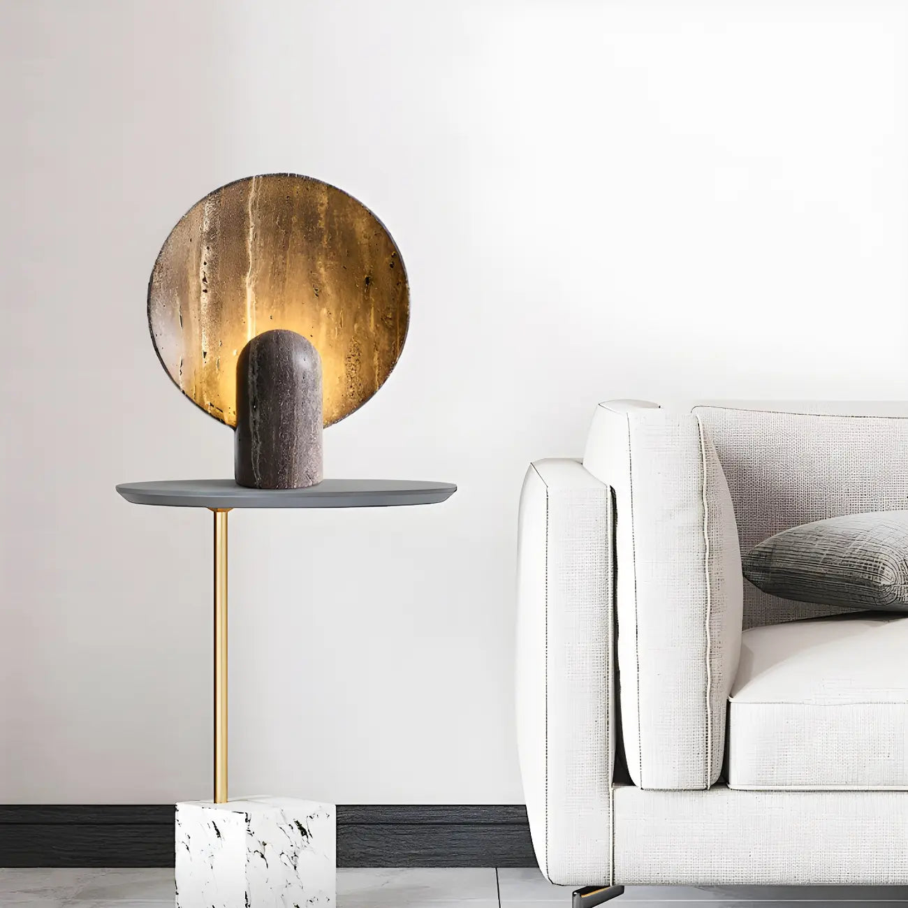 Lampe de table moderne Art Déco en pierre pour chambre à coucher