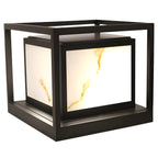 Lampe de poteau cubique à cadre ouvert en métal noir