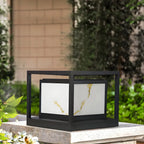 Lampe de poteau cubique à cadre ouvert en métal noir