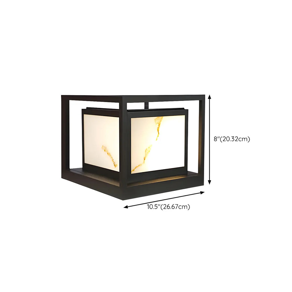 Lampe de poteau cubique à cadre ouvert en métal noir