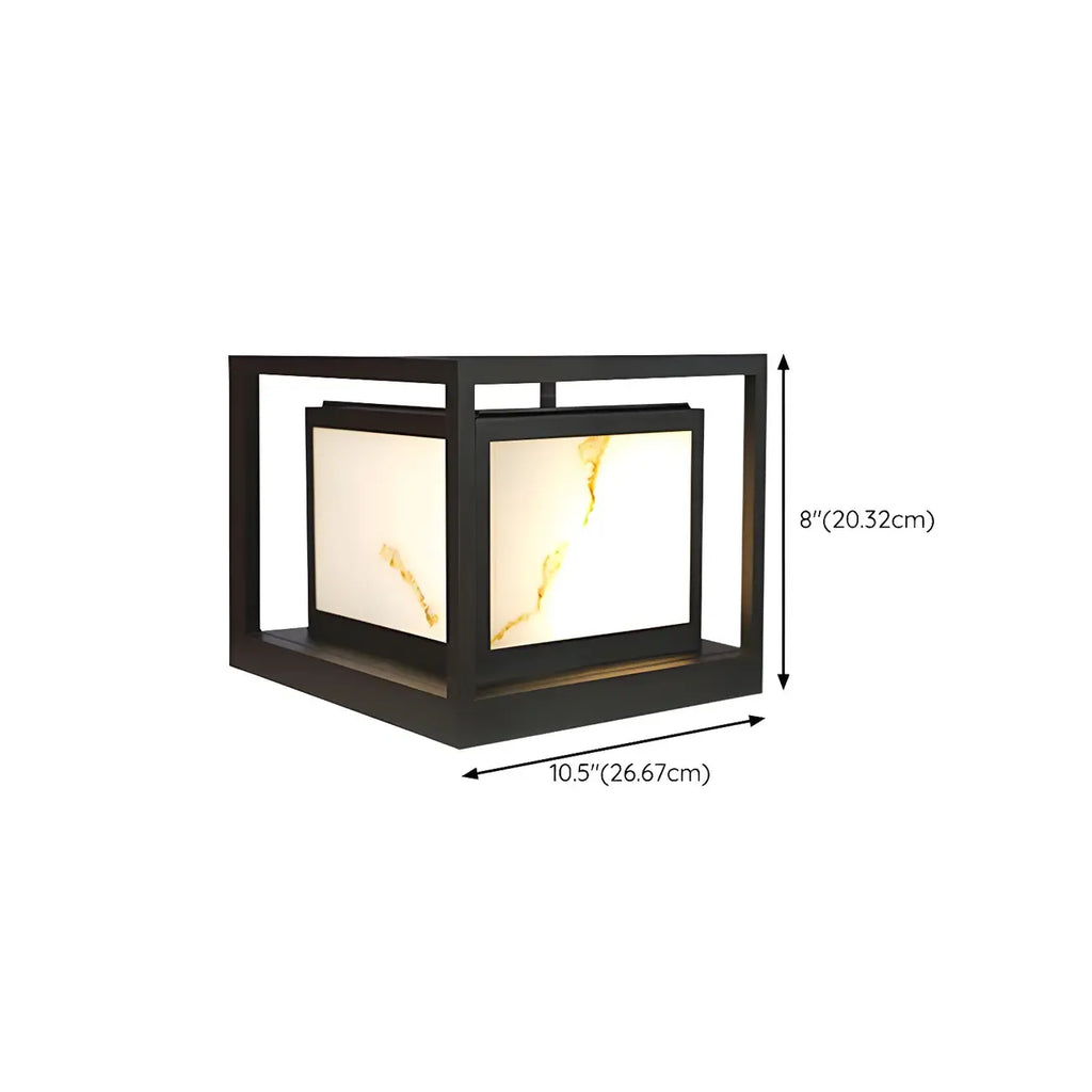 Lampe de poteau cubique à cadre ouvert en métal noir