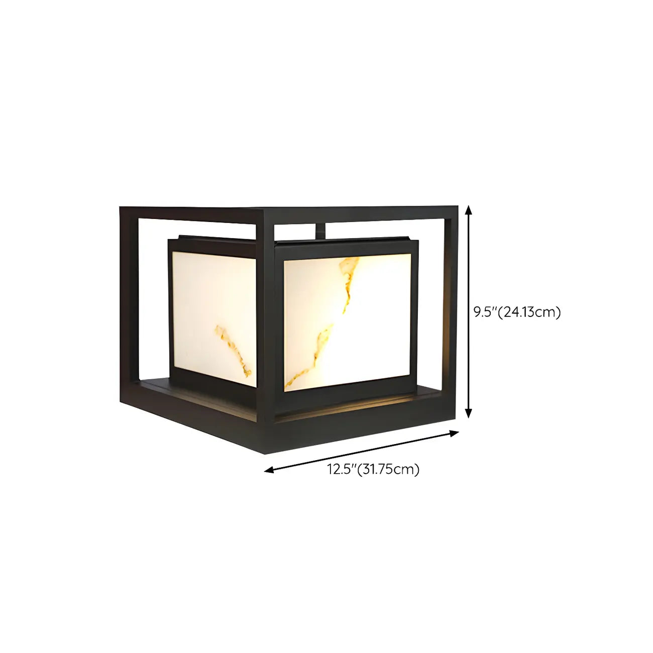 Lampe de poteau cubique à cadre ouvert en métal noir