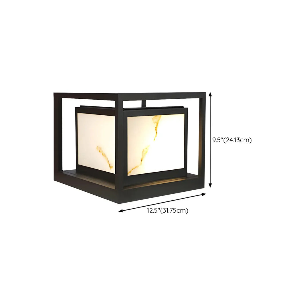 Lampe de poteau cubique à cadre ouvert en métal noir