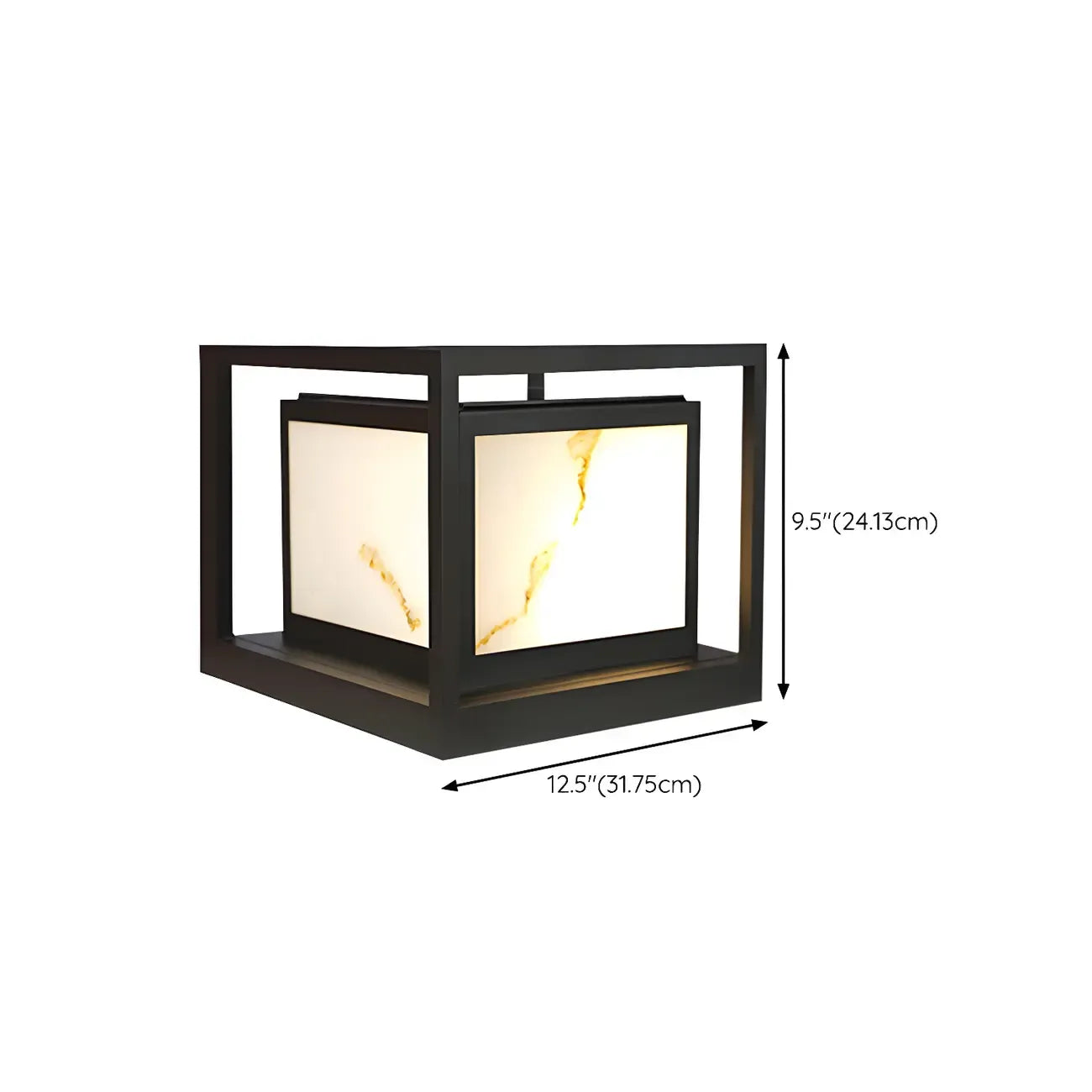 Lampe de poteau cubique à cadre ouvert en métal noir