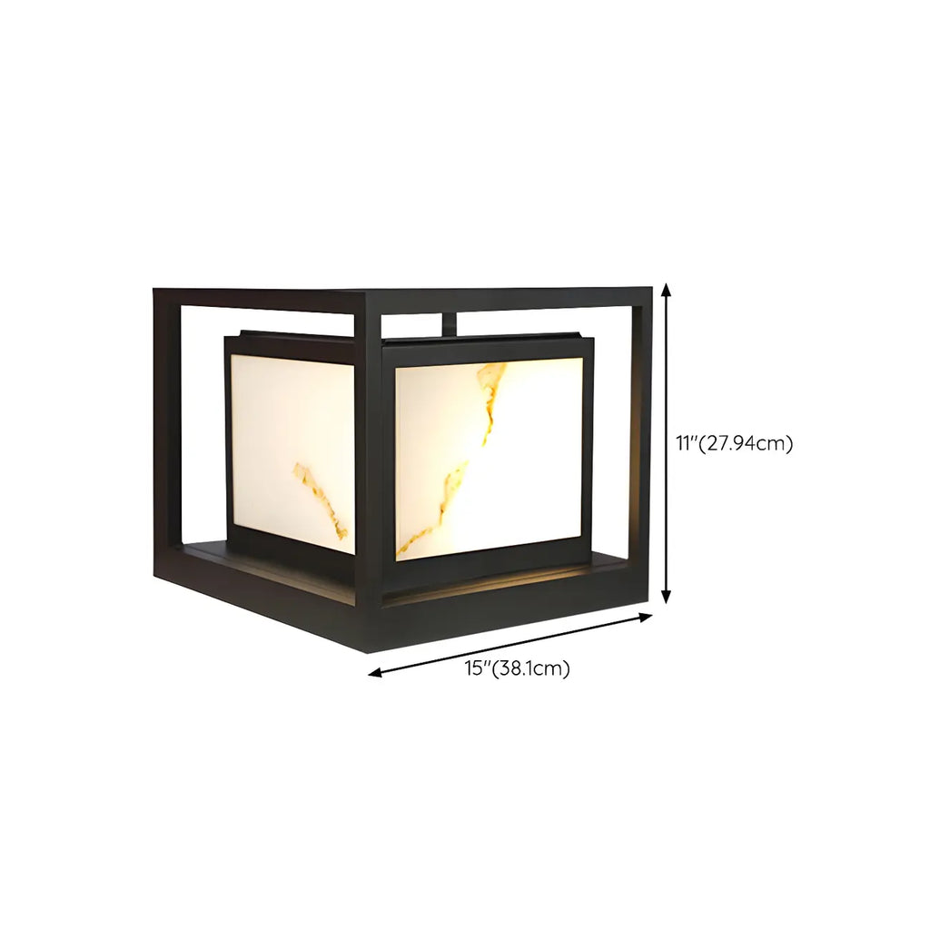 Lampe de poteau cubique à cadre ouvert en métal noir