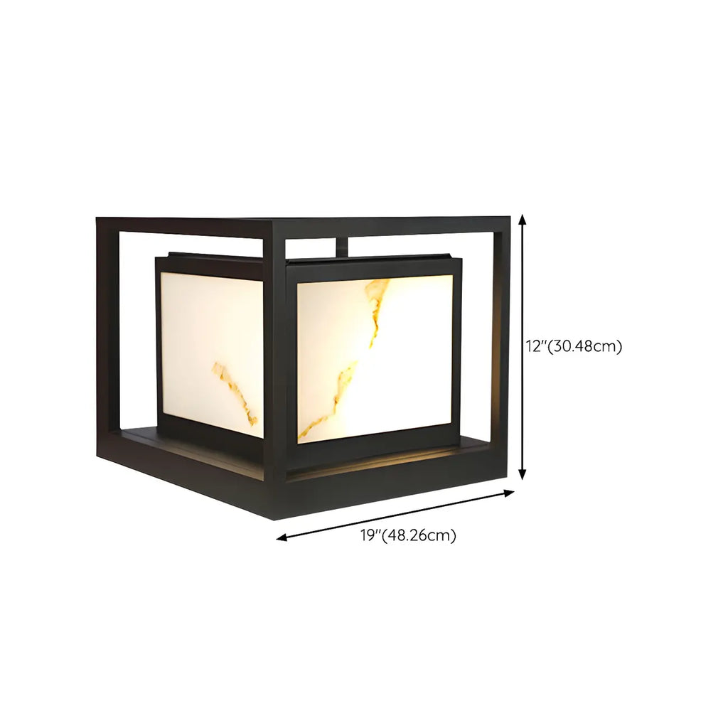 Lampe de poteau cubique à cadre ouvert en métal noir