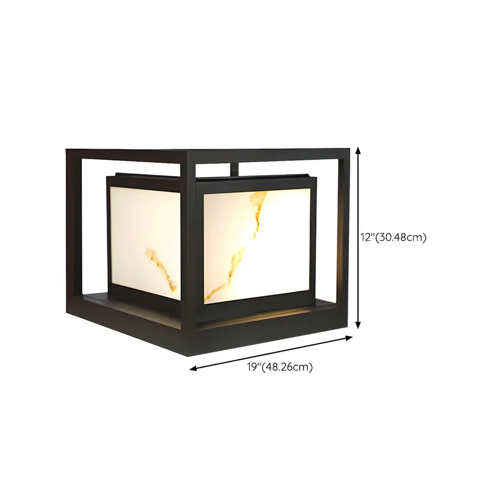 Lampe de poteau cubique à cadre ouvert en métal noir