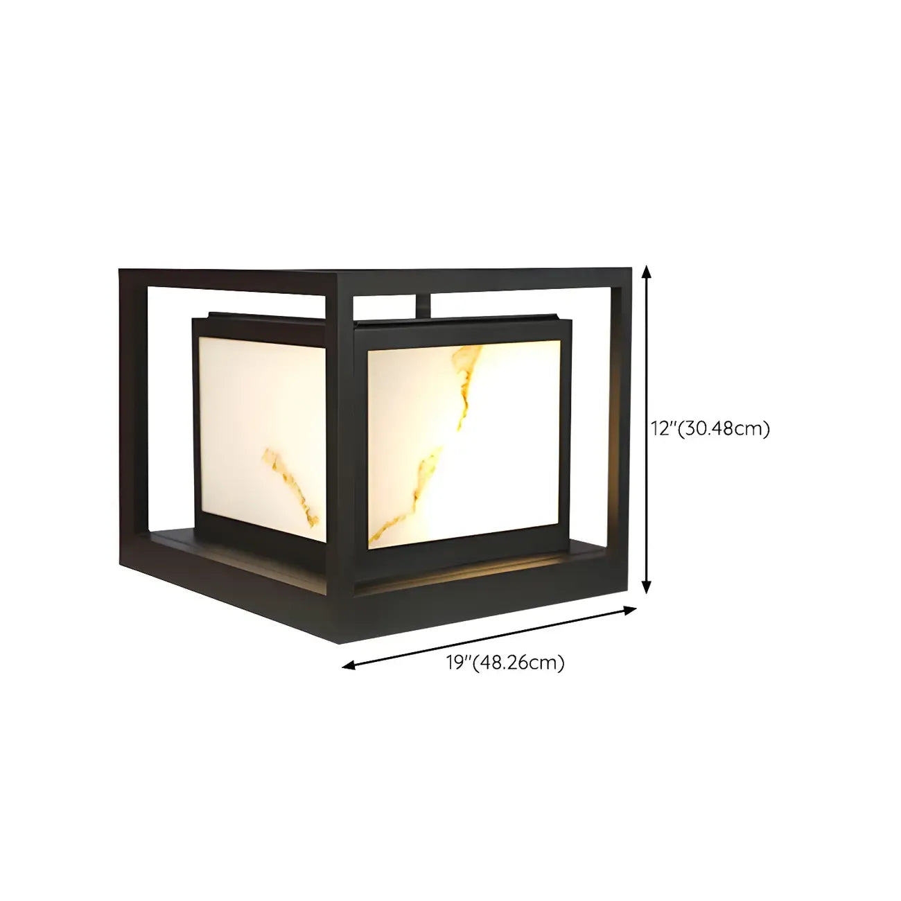 Lampe de poteau cubique à cadre ouvert en métal noir