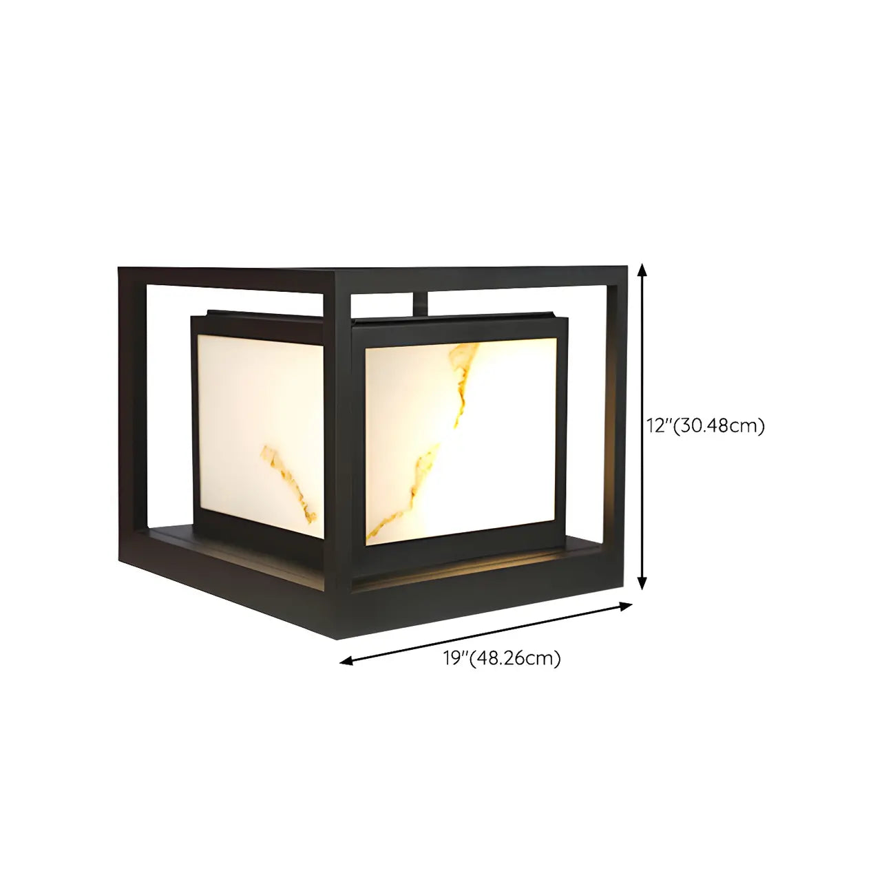Lampe de poteau cubique à cadre ouvert en métal noir