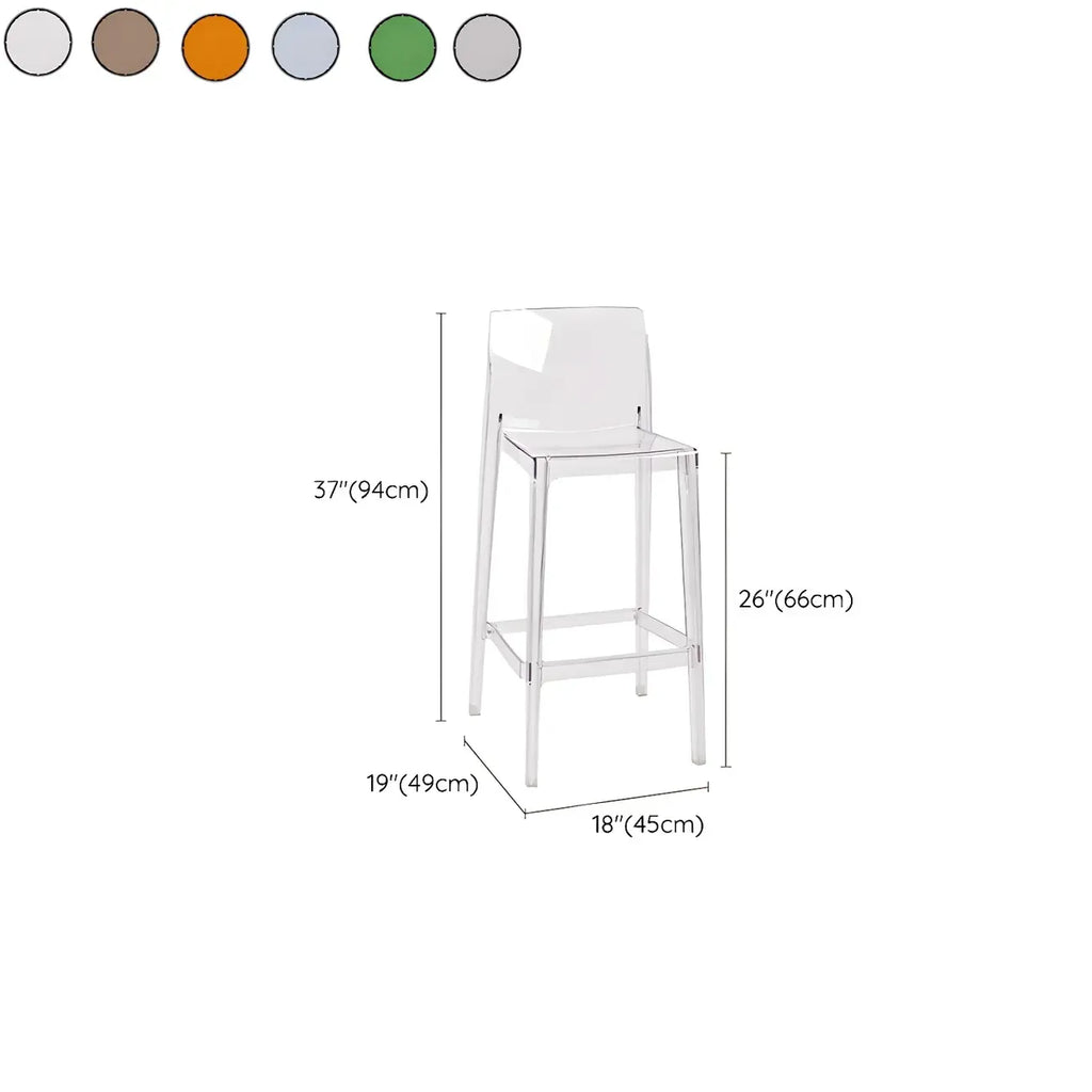 Tabouret de bar rectangulaire moderne et élégant en acrylique transparent
