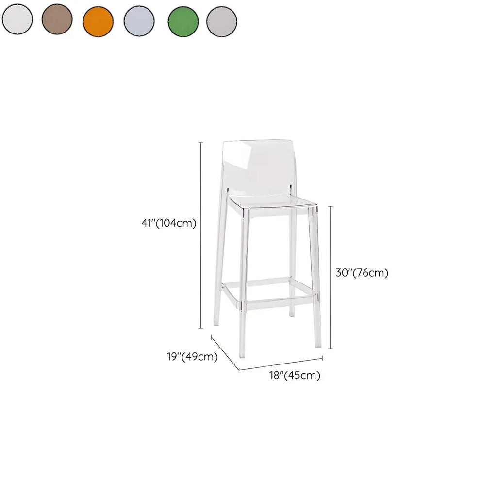 Tabouret de bar rectangulaire moderne et élégant en acrylique transparent