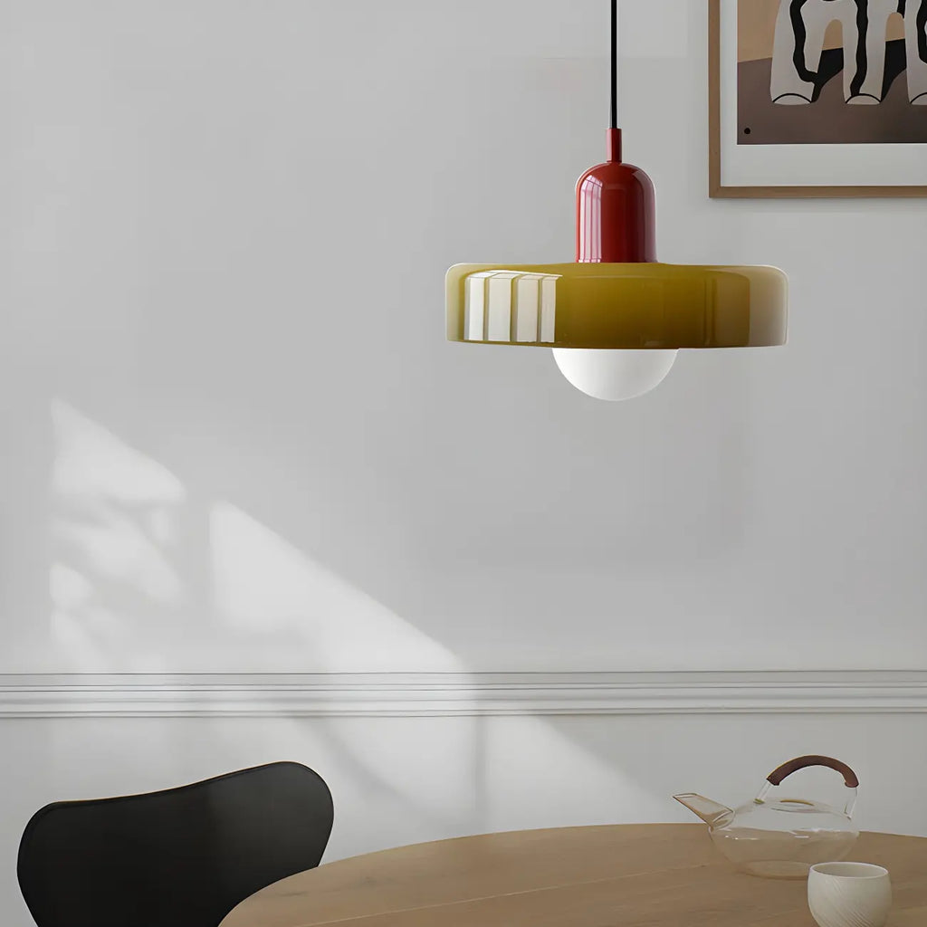 Suspension moderne avec abat-jour en verre coloré