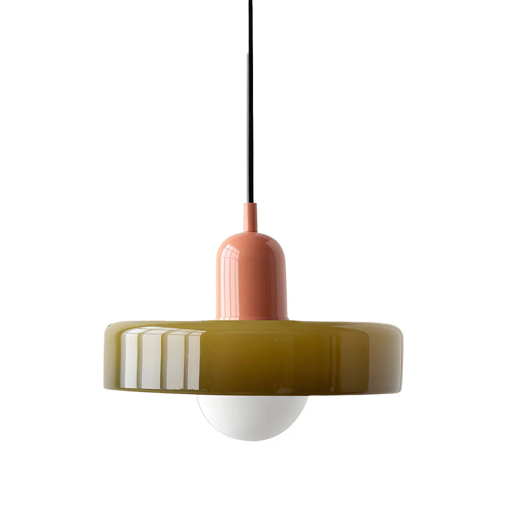 Suspension moderne avec abat-jour en verre coloré