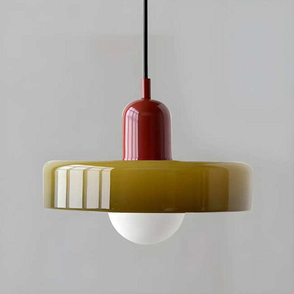 Suspension moderne avec abat-jour en verre coloré