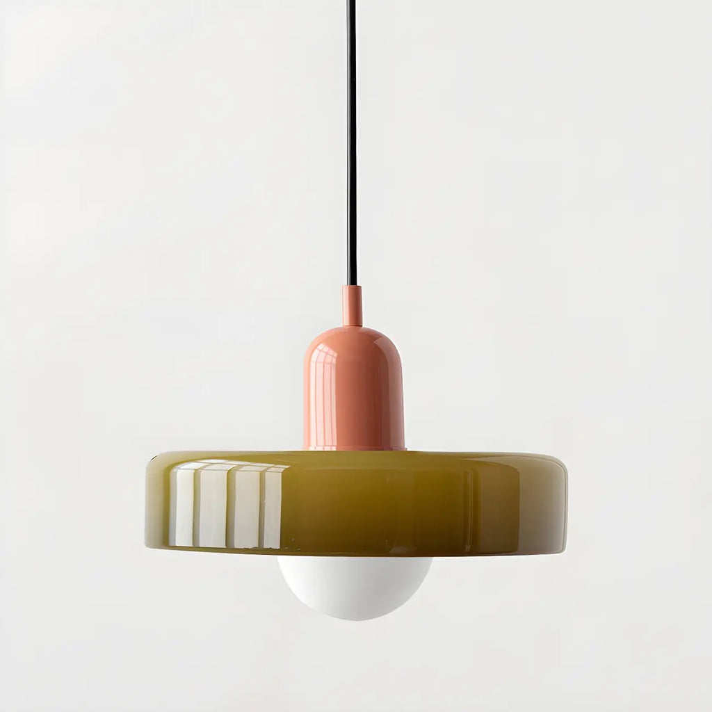 Suspension moderne avec abat-jour en verre coloré