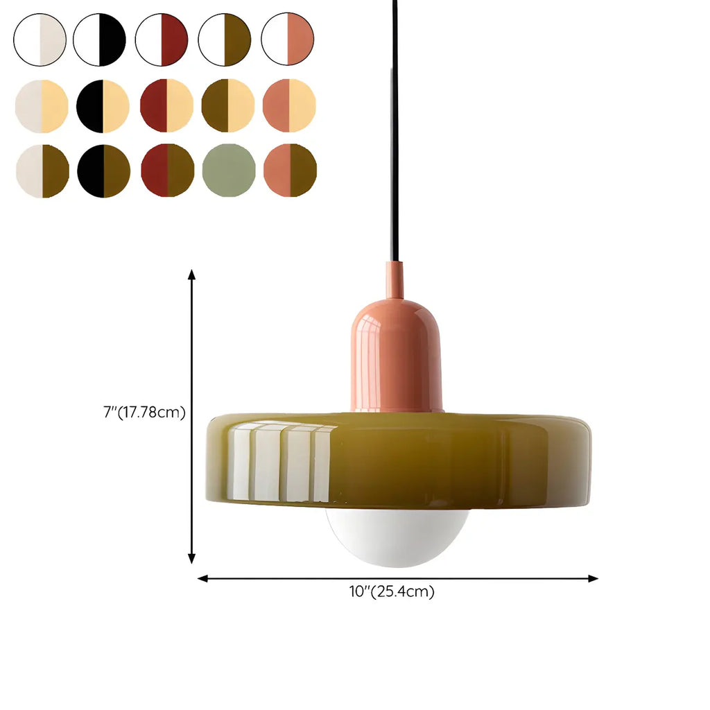 Suspension moderne avec abat-jour en verre coloré