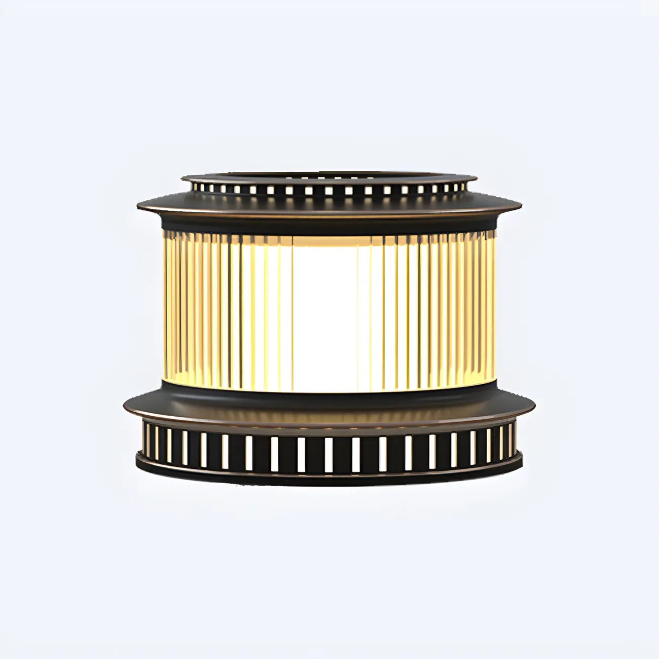 Lampe de poteau circulaire en métal noir pour bouchon de tambour