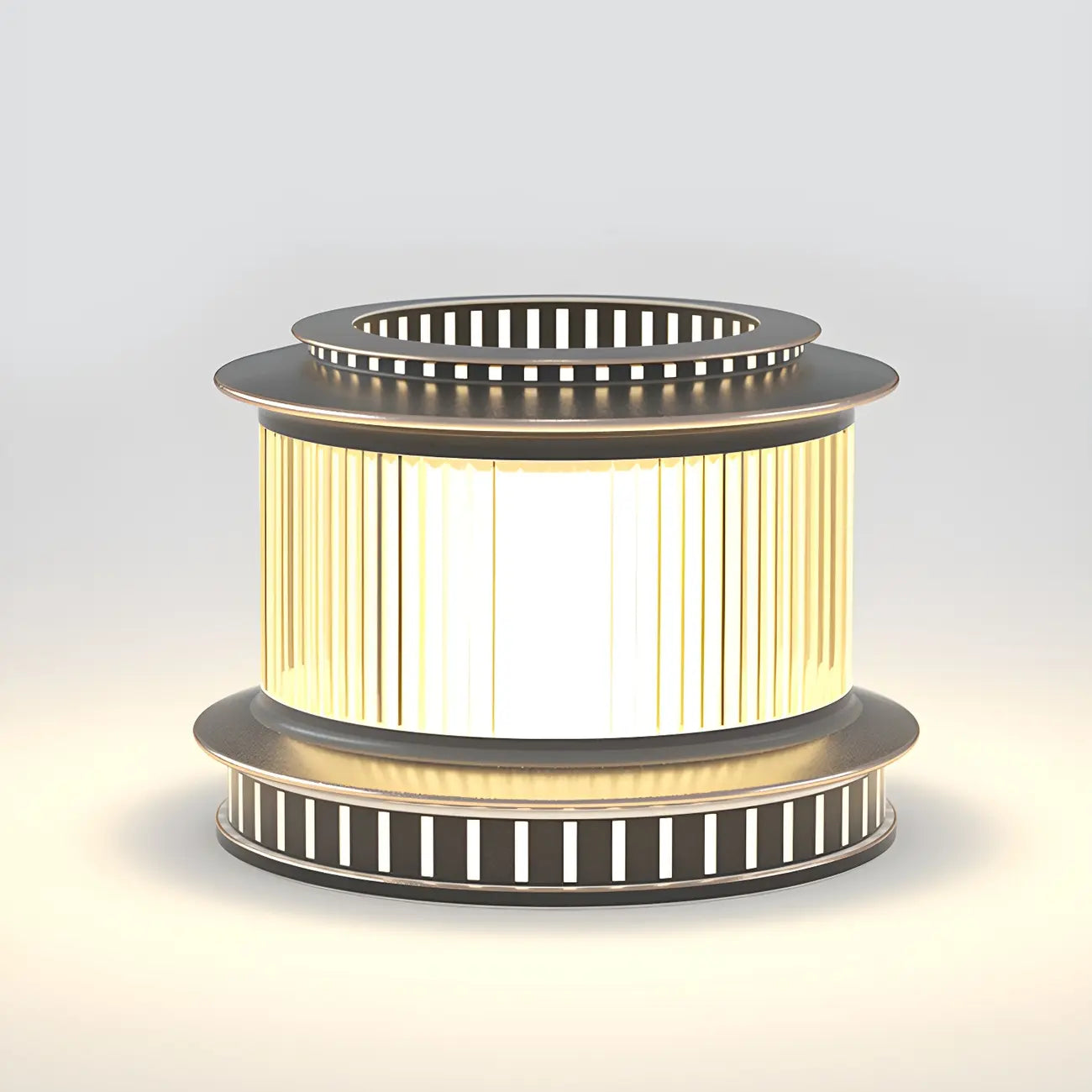 Lampe de poteau circulaire en métal noir pour bouchon de tambour
