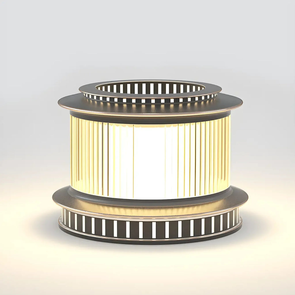 Lampe de poteau circulaire en métal noir pour bouchon de tambour