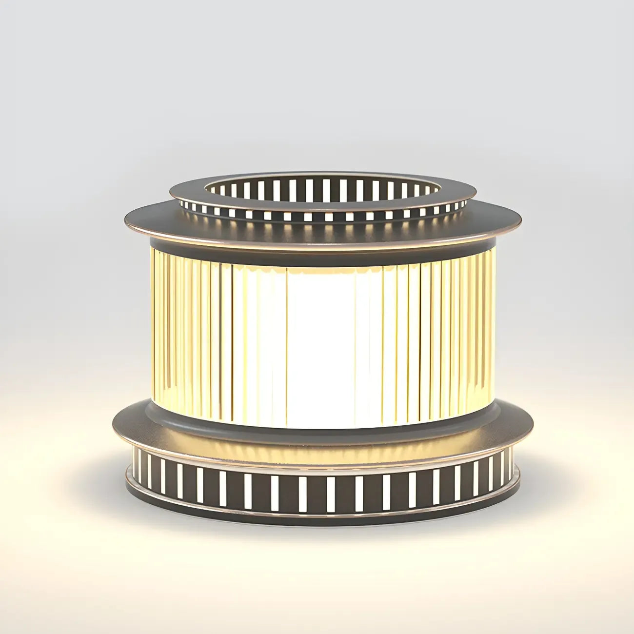 Lampe de poteau circulaire en métal noir pour bouchon de tambour