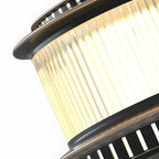 Lampe de poteau circulaire en métal noir pour bouchon de tambour