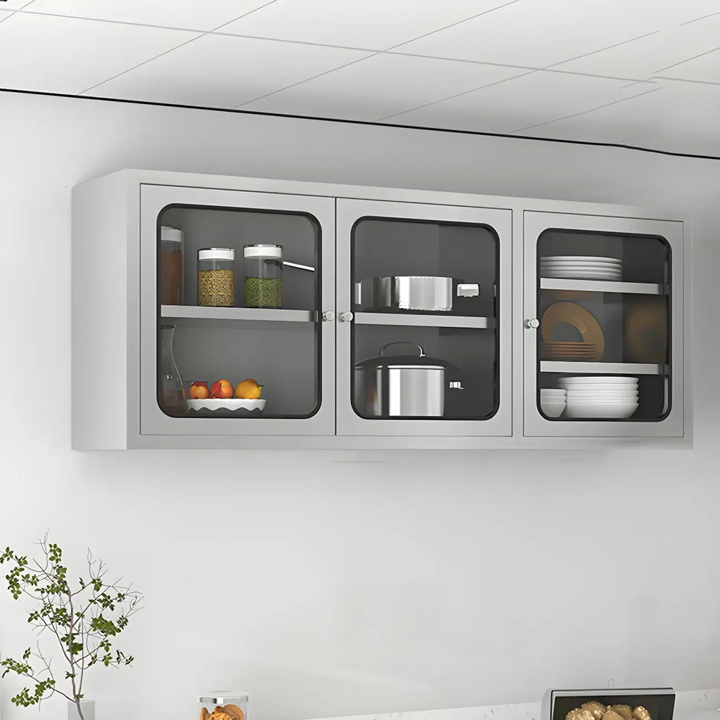 Élégante vitrine murale en acier inoxydable