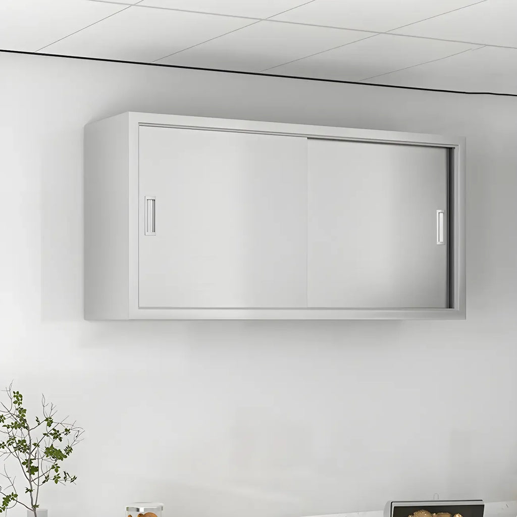 Élégante vitrine murale en acier inoxydable