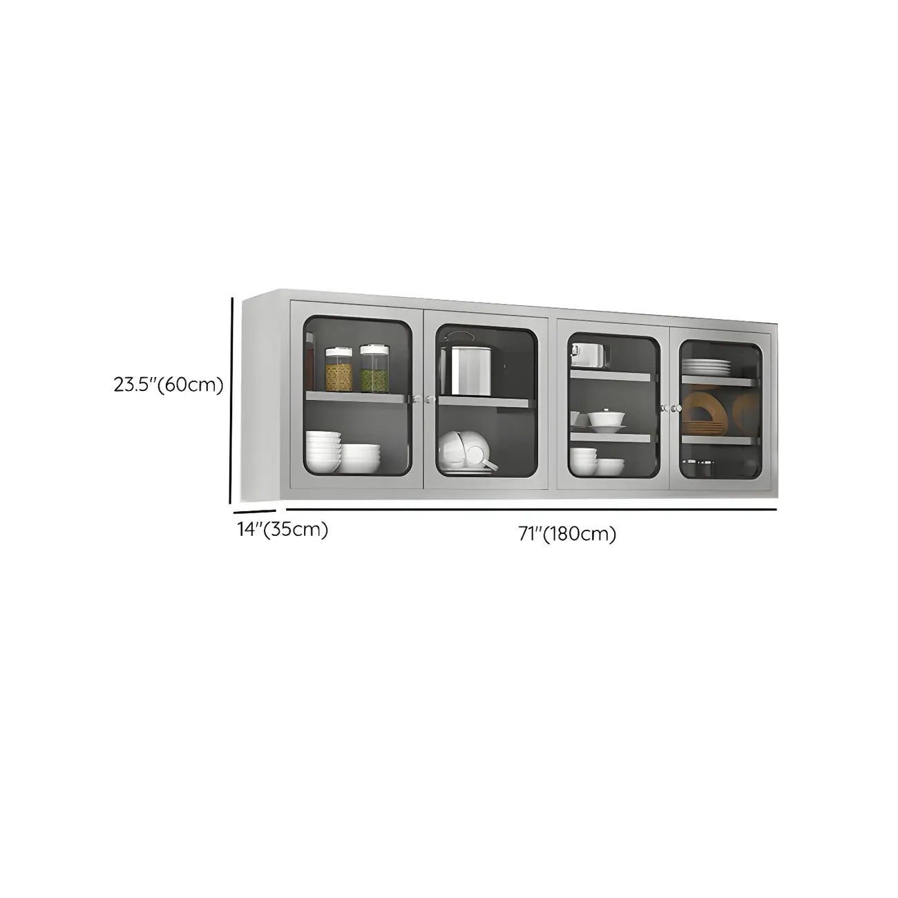 Élégante vitrine murale en acier inoxydable