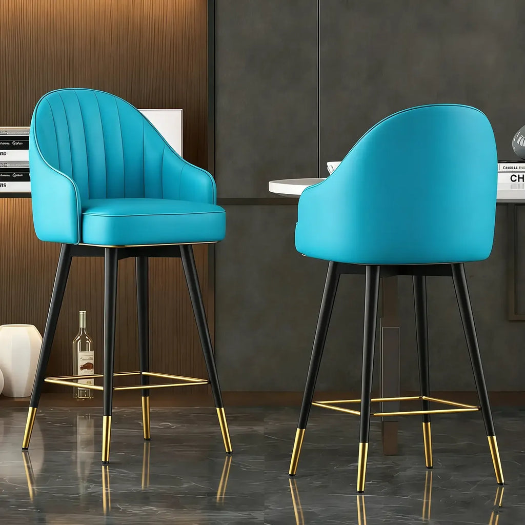 Sgabello da bar imbottito girevole in pelle Art Déco
