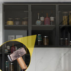 Vitrine de cuisine suspendue en bois gris avec porte vitrée
