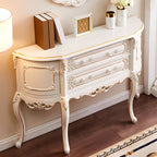 Console en bois blanc français avec tiroirs et revêtement anti-rayures