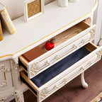 Console en bois blanc français avec tiroirs et revêtement anti-rayures