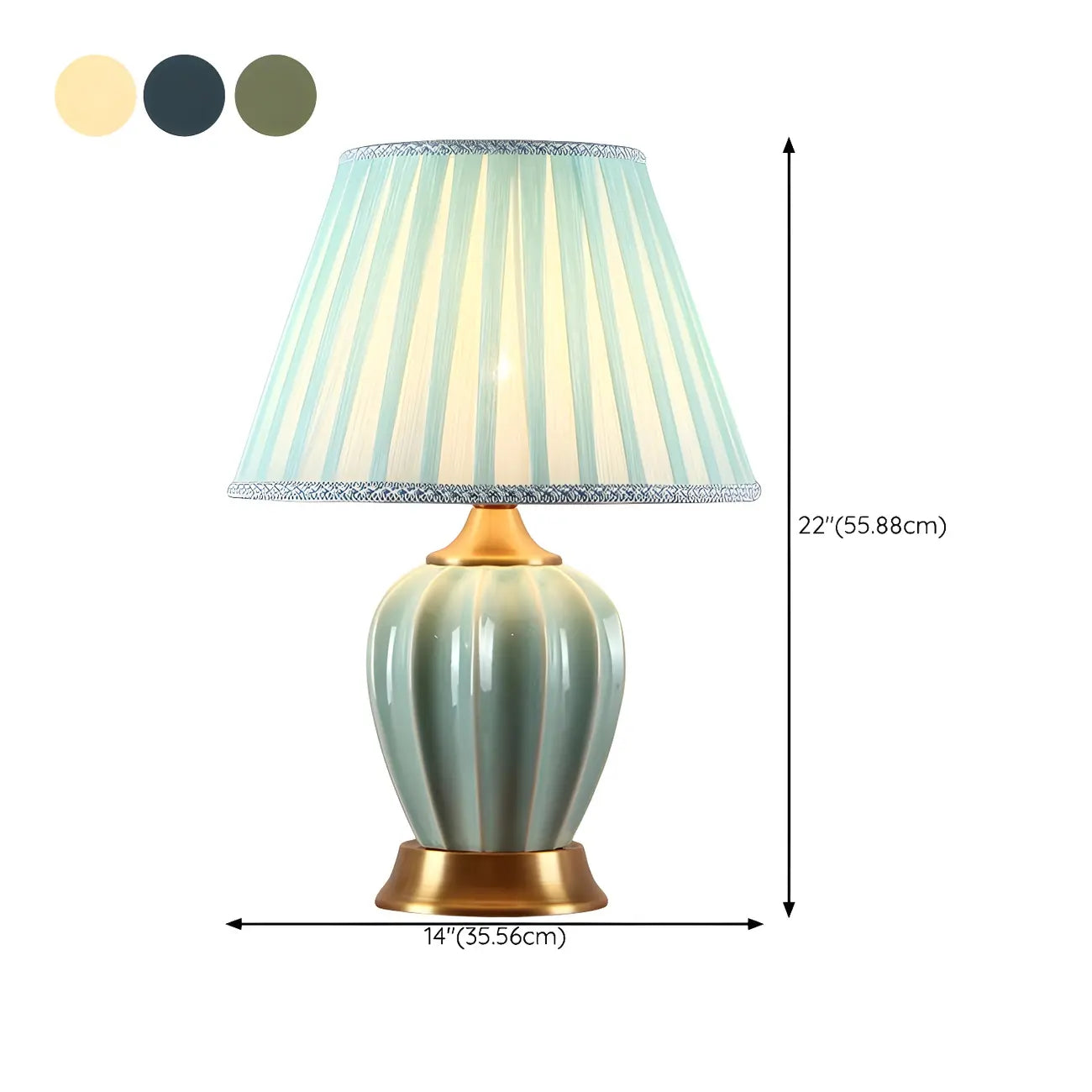 Lampe de table élégante en céramique avec abat-jour en tissu en forme de tonneau pour chambre à coucher