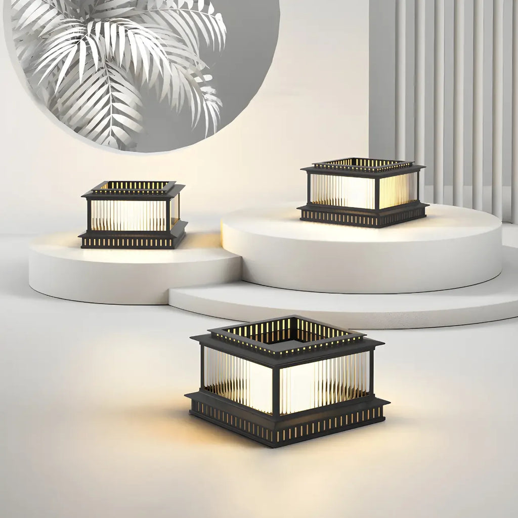 Lampadaires solaires extérieurs en métal noir creux